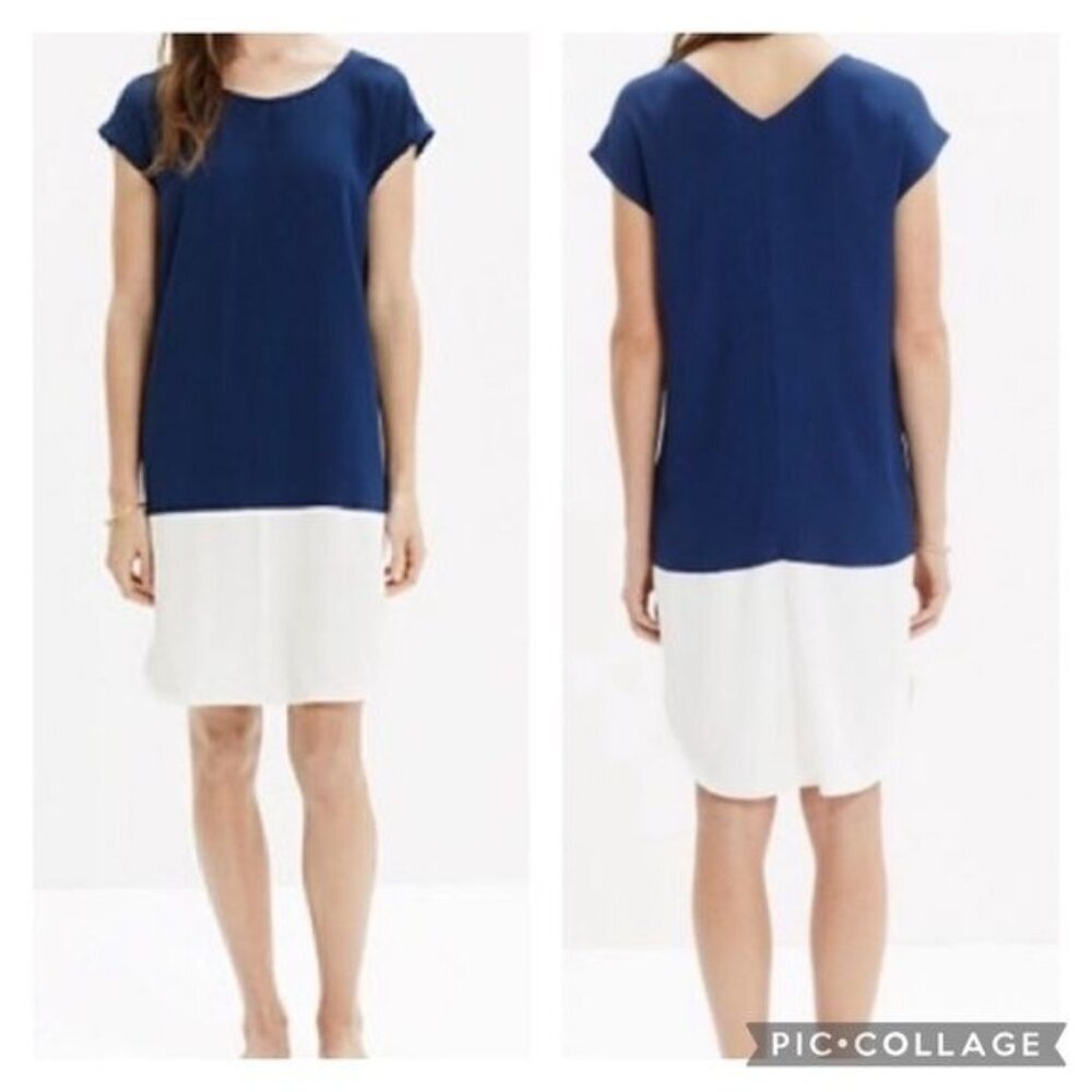 Madewell Colorblock Tunic Dress Blue White Size Medium